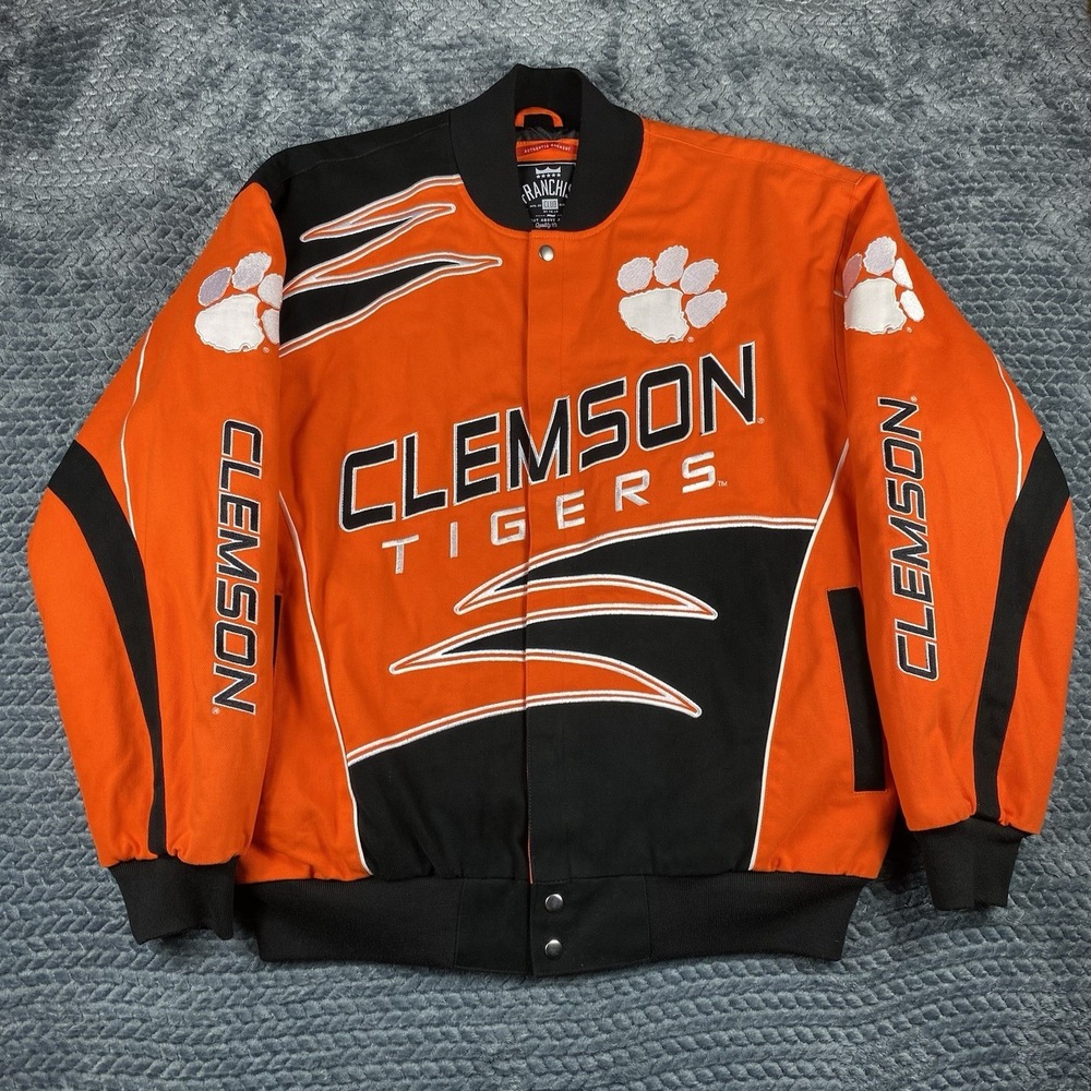 Clemson Tigers Men's Varsity Jacket Orange Black  NCAA Franchise Club Sz Large